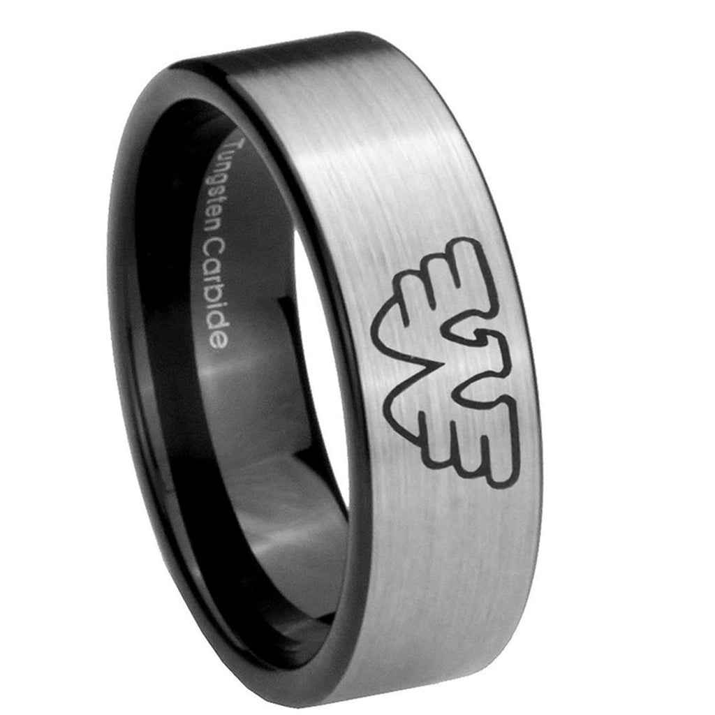 8mm Waylon Jennings Pipe Cut Brushed Silver Tungsten Ring