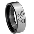 8mm Waylon Jennings Pipe Cut Brushed Silver Tungsten Ring