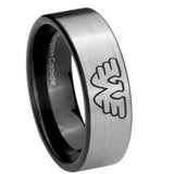 8mm Waylon Jennings Pipe Cut Brushed Silver Tungsten Carbide Rings for Men