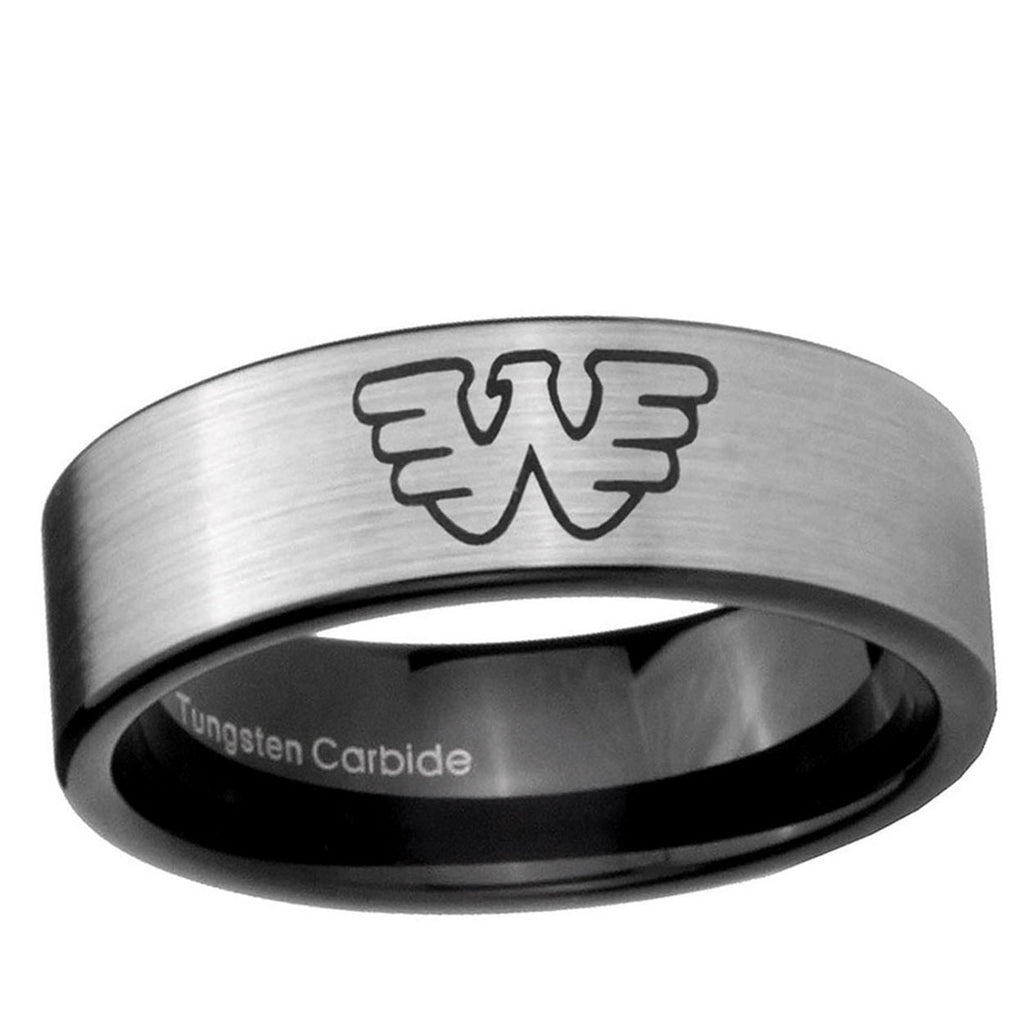 6mm Waylon Jennings Pipe Cut Brushed Silver Tungsten Ring