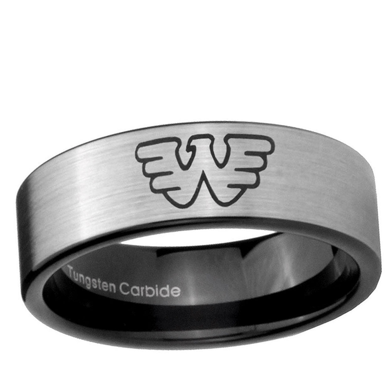 6mm Waylon Jennings Pipe Cut Brushed Silver Tungsten Ring