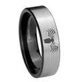 8mm Spider Pipe Cut Brushed Silver Tungsten Engagement Ring