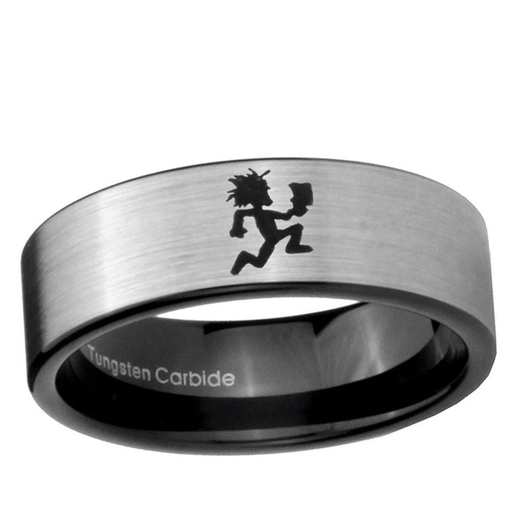 6mm Hatchet Man Pipe Cut Brushed Silver Tungsten Ring