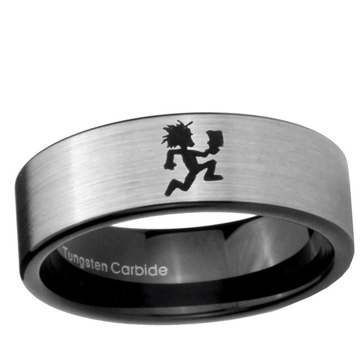 6mm Hatchet Man Pipe Cut Brushed Silver Tungsten Ring