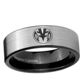 6, 8mm Love Power Rangers Pipe Cut Brushed Silver Tungsten Mens Promise Ring