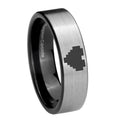 8mm Silver Black Zelda Heart Pipe Cut Tungsten Engraved Ring