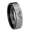 8mm Celtic Zelda Pipe Cut Brushed Silver Tungsten Ring