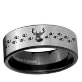 6, 8mm Deer Antler Pipe Cut Brushed Silver Tungsten Custom Ring for Men