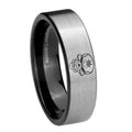 8mm Skull Marijuana Leaf Pipe Cut Silver Tungsten Ring