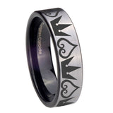 8mm-Hearts-and-Crowns-Pipe-Cut-Brushed-Silver-Tungsten-Carbide-Engagement-Ring