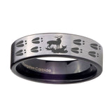 8mm-Deer-Hunting-Tracks-Pipe-Cut-Brushed-Silver-Tungsten-Men's-Bands-Ring