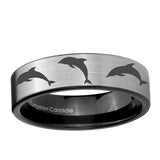 6, 8mm Dolphins Pipe Cut Brushed Silver Tungsten Ring