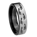 8mm Foot Print Pipe Cut Brushed Silver Tungsten Ring