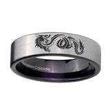 8mm-Dragon-Pipe-Cut-Brushed-Silver-Tungsten-Carbide-Men's-Ring
