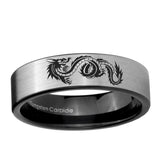 6, 8mm Dragon Pipe Cut Brushed Silver Tungsten Ring