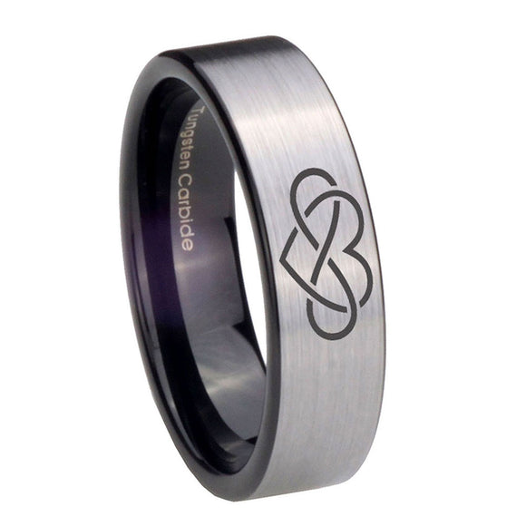 8mm-Infinity-Love-Pipe-Cut-Brushed-Silver-Tungsten-Carbide-Mens-Ring-Engraved