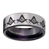 8mm-Masonic-Square-and-Compass-Pipe-Cut-Brushed-Silver-Tungsten-Custom-Ring-for-Men