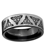 6, 8mm Celtic Knot Pipe Cut Brushed Silver Tungsten Custom Ring for Men