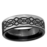6, 8mm Celtic Knot Pipe Cut Brushed Silver Tungsten Carbide Promise Ring