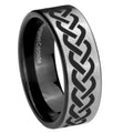 8mm Laser Celtic Knot Pipe Cut Brushed Silver Tungsten Ring