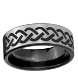 6, 8mm Laser Celtic Knot Pipe Cut Brushed Silver Tungsten Custom Ring for Men