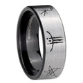 8mm Blackborne Caryll Runes Pipe Cut Silver Man Wedding Gift