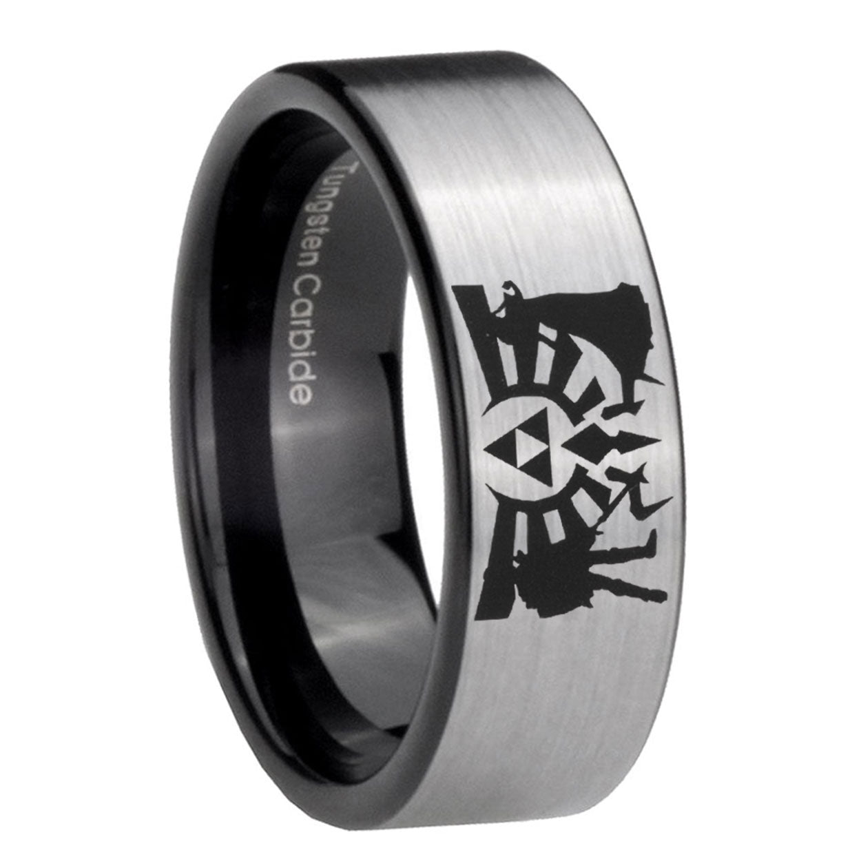8mm Zelda Link Pipe Cut Silver Man Wedding Gift