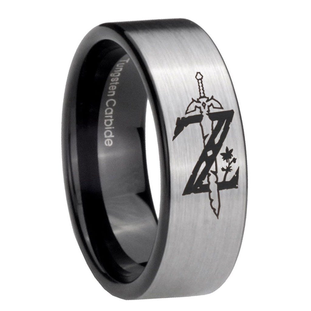 8mm Zelda Breath Of The Wild Pipe Cut Silver Man Wedding Gift