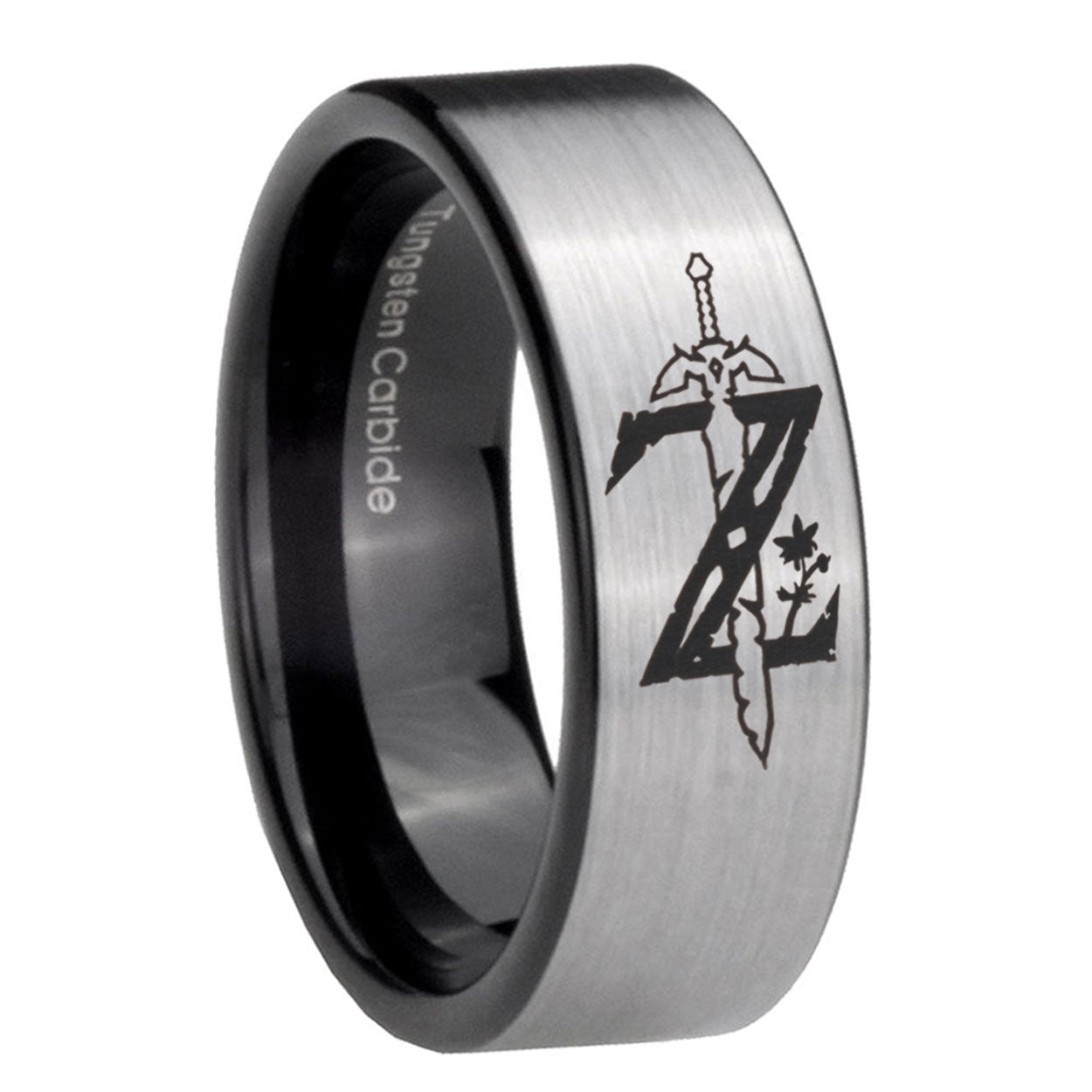 8mm Zelda Breath Of The Wild Pipe Cut Silver Man Wedding Gift