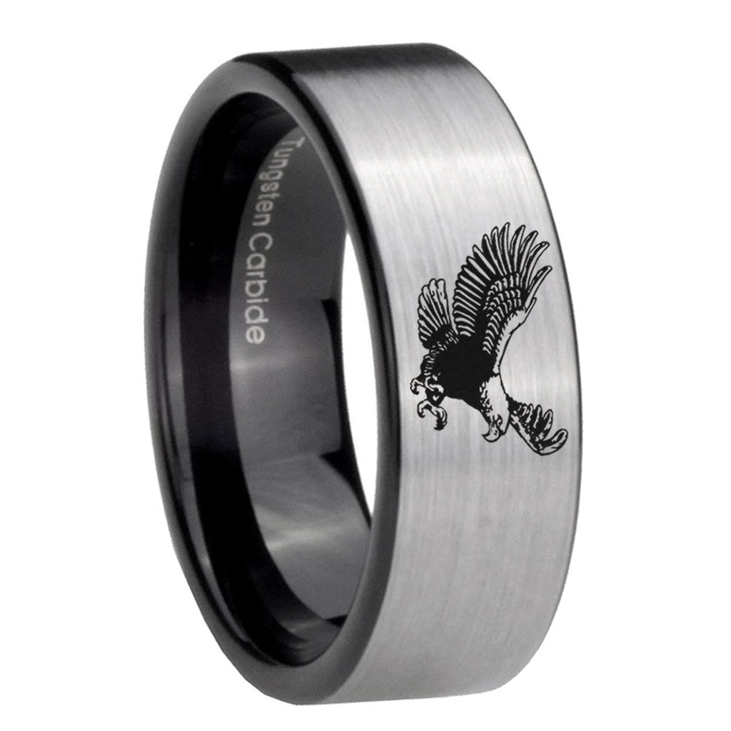 8mm Flying American Eagle Pipe Cut Silver Man Wedding Gift