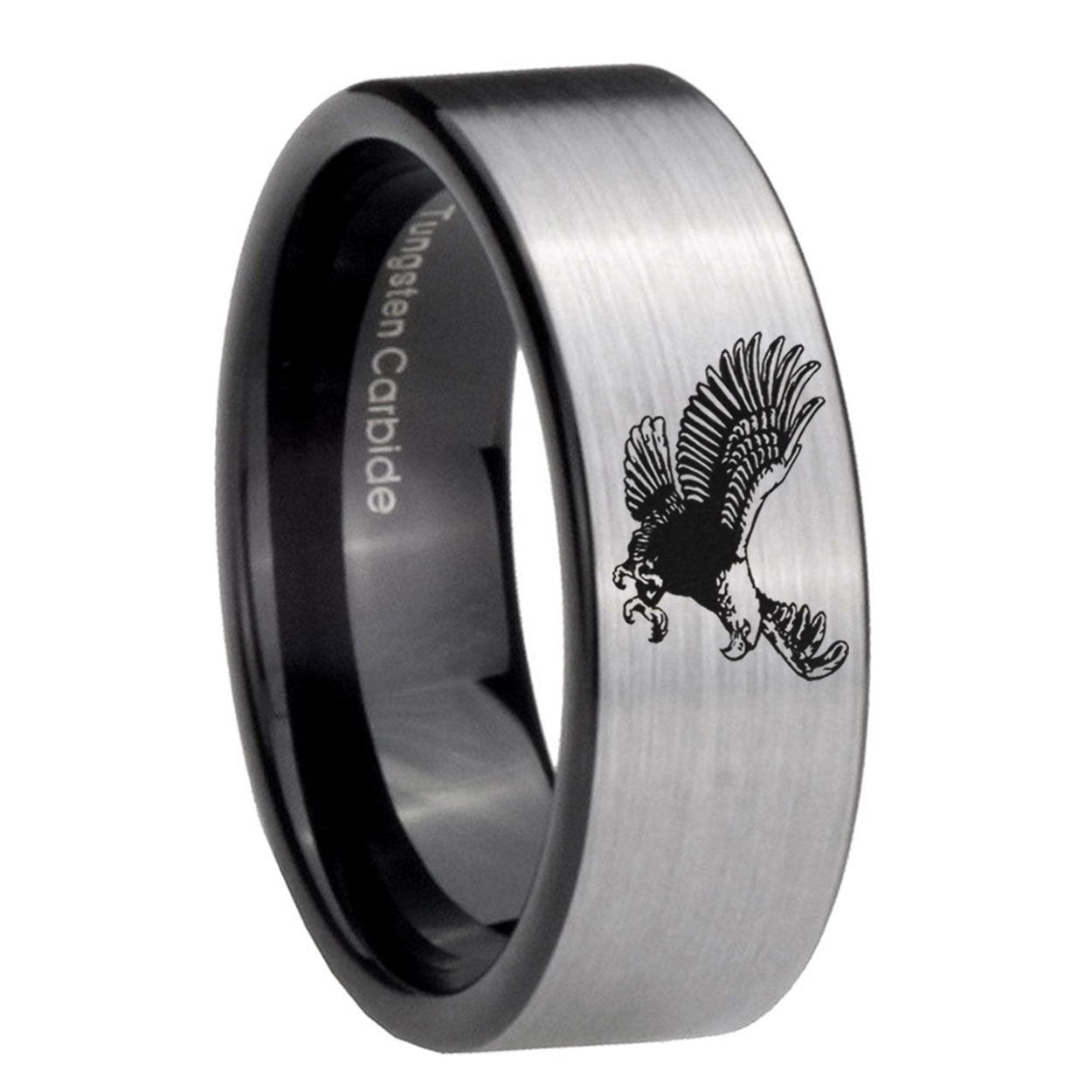 8mm Flying American Eagle Pipe Cut Silver Man Wedding Gift