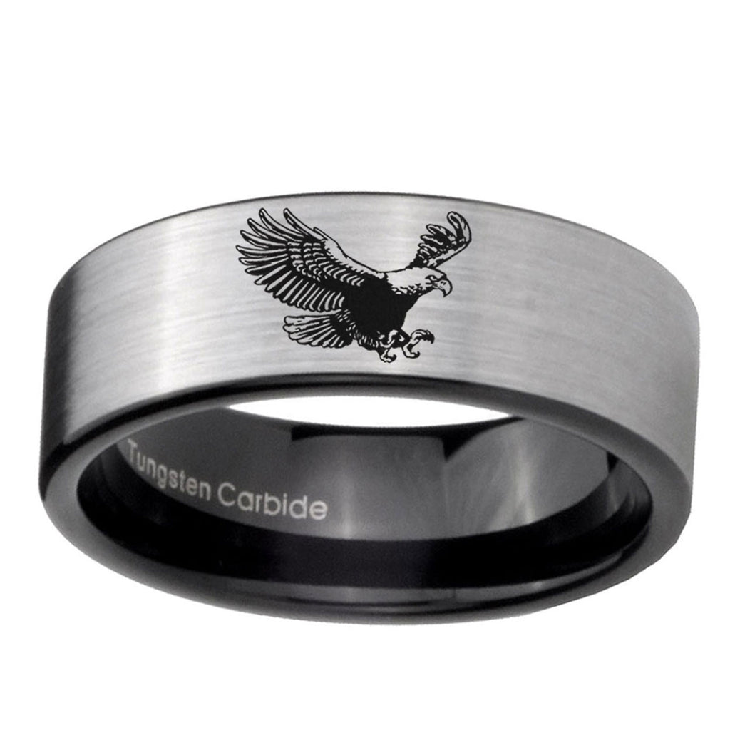6mm Flying American Eagle Pipe Cut Silver Man Wedding Gift