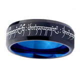 5, 8mm Lord Of The Rings Beveled Edge Blue Black Tungsten Rings