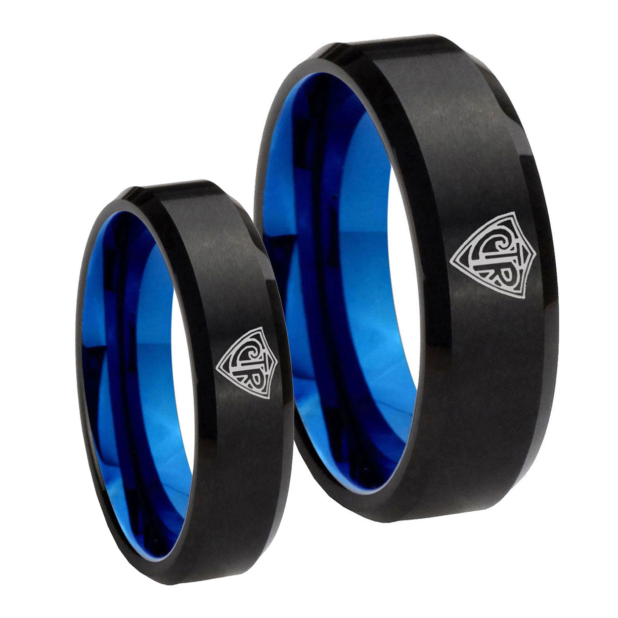 CTR Designs Bevel Blue Tungsten Couple Rings