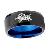 10mm-Wild-Boar-Bevel-Tungsten-Carbide-Blue-Wedding-Ring