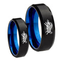 Wild Boars Bevel Blue Tungsten His And Hers Ring