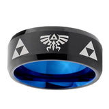 10mm-Legend-of-Zelda-Bevel-Tungsten-Carbide-Blue-Wedding-Ring