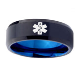10mm-Medical-Alert-Bevel-Tungsten-Carbide-Blue-Band-Ring