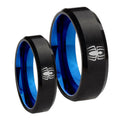 Spiderman Bevel Blue Tungsten Mens Couple Wedding Rings