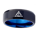 10mm-Deathly-Hallows-Bevel-Tungsten-Carbide-Blue-Men's-Ring