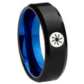 8mm Magic The Gathering Two-Tone Beveled Black Blue Tungsten Promised Ring