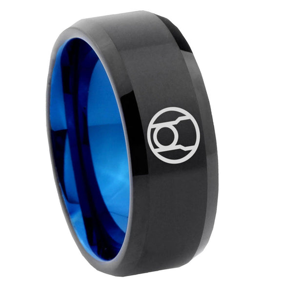 8mm Red Lantern Beveled Edge Blue Black Tungsten Rings For Men