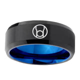 5, 8mm Red Lantern Beveled Edge Blue Black Tungsten Rings For Men