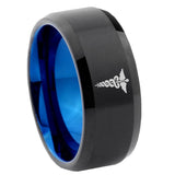 10mm-Medical-Symbol-Bevel-Tungsten-Carbide-Blue-Wedding-Ring