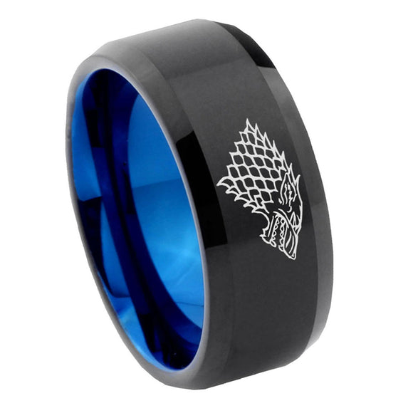 10mm-Game-Of-Thrones-House-Stark-Direwolf-Bevel-Tungsten-Carbide-Blue-Wedding-Ring