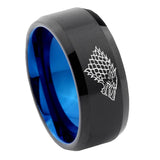 10mm-Game-Of-Thrones-House-Stark-Direwolf-Bevel-Tungsten-Carbide-Blue-Wedding-Ring