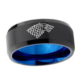 10mm-Game-Of-Thrones-House-Stark-Direwolf-Bevel-Tungsten-Carbide-Blue-Wedding-Ring