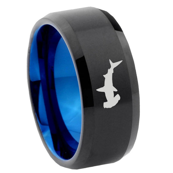 10mm-Hammerhead-Shark-Bevel-Tungsten-Carbide-Blue-Wedding-Ring