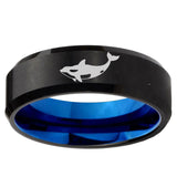 10mm Keller Whale Bevel Tungsten Carbide Blue Wedding Ring