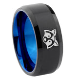 10mm-Raccoon-Animal-Bevel-Tungsten-Carbide-Blue-Wedding-Ring